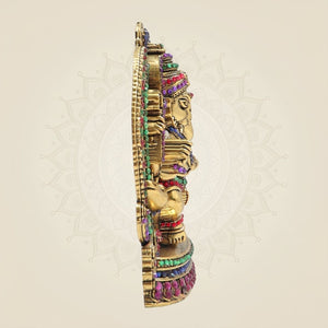 Ganesha Brass Idol 6" Decorated with Jewellery Stone - Luxeartisanship