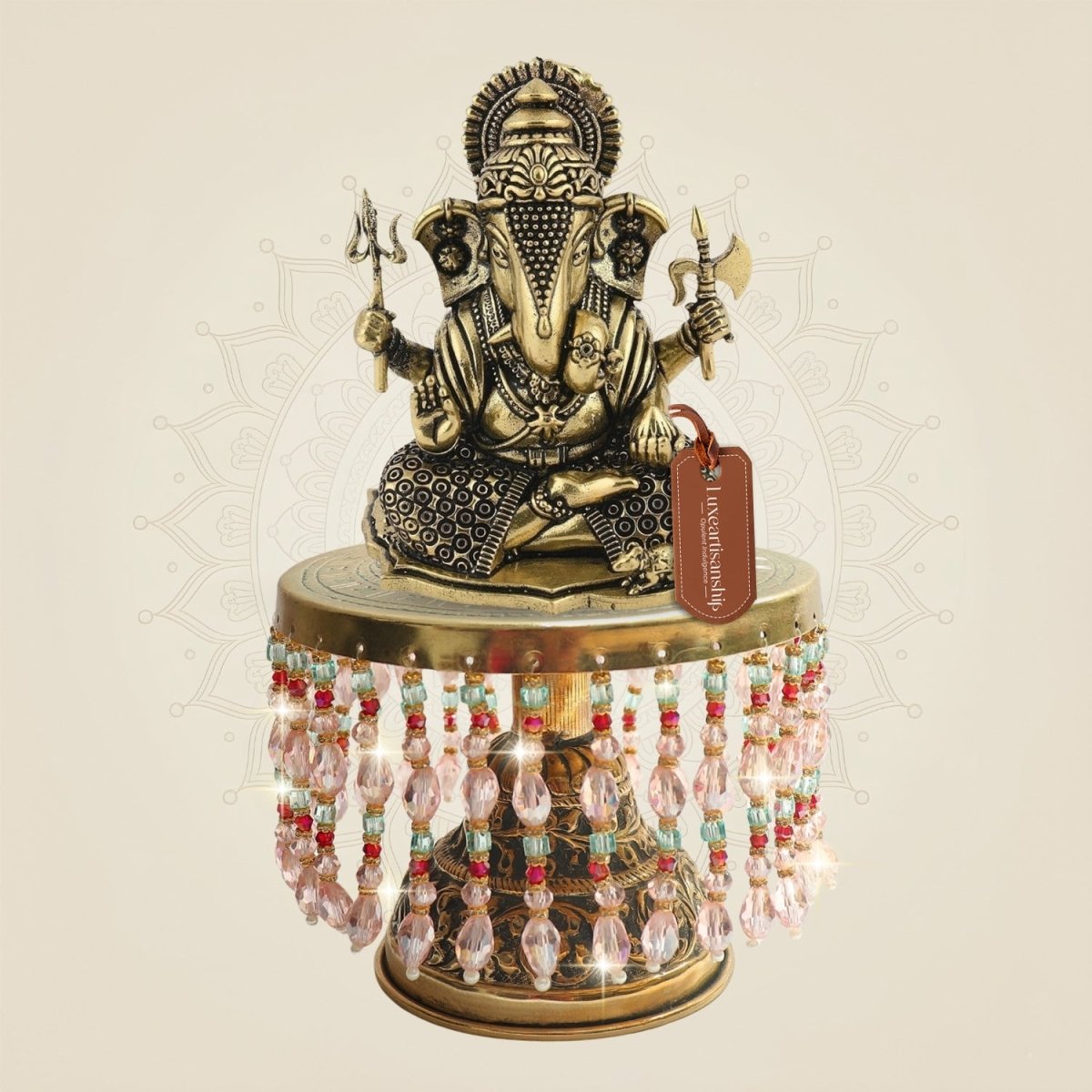 Ganesha Brass Murti on Chowki 4.5'– Durable Build & Clean Surface - Luxeartisanship