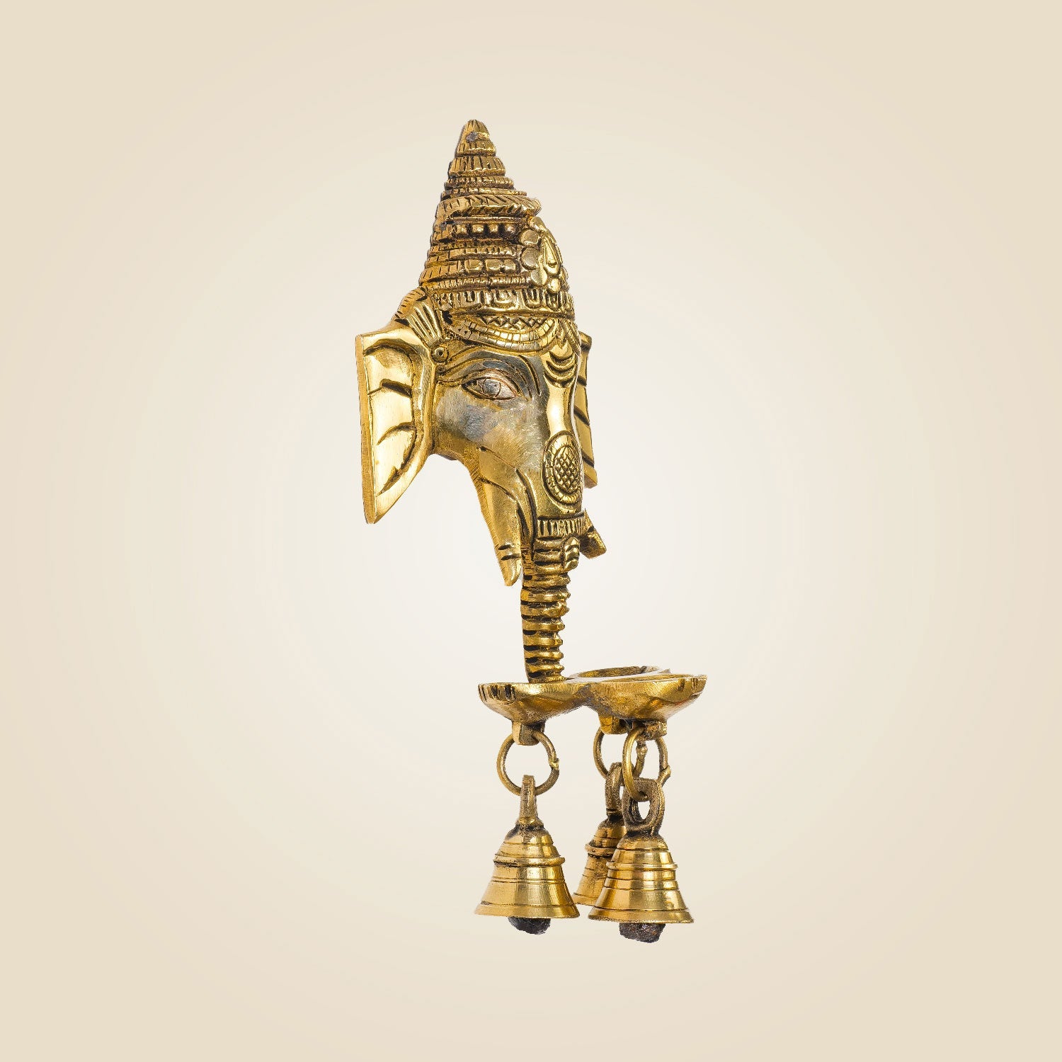 Ganesha Hanging Brass Diya – 8.5" Handcrafted Oil Lamp
