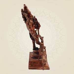 Goddess Durga Mahishasura Mardini Handcrafted Copper Idol 7" - Luxeartisanship