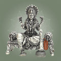 Goddess Lakshmi Silver Plated Brass Idol on Singhasan 3.5"