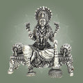 Goddess Lakshmi Silver Plated Brass Idol on Singhasan 3.5" - Luxeartisanship