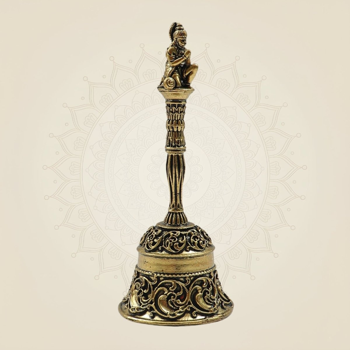 Handcrafted Pure Brass Pooja Bell 4.5" for Temple & Daily Ritual Use - Luxeartisanship