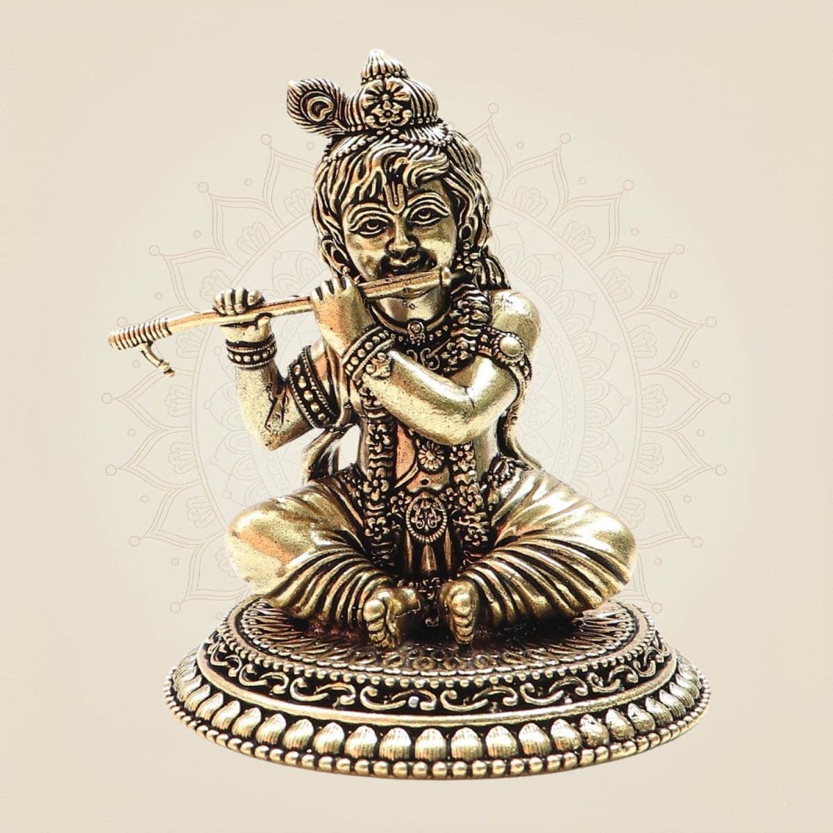 Kanha Playing Flute Brass Idol - Luxe Aartisanship