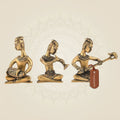 Brass Musician Figurines Set of 3 – Handcrafted Showpieces for Home Decor 4.25