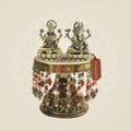 Lakshmi Ganesha Brass Statue with Chowki for Daily Puja 4.5" - Luxeartisanship