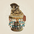 Lakshmi Narayan Brass Murti on Chowki for Home Temple Setup 6.5" - Luxeartisanship