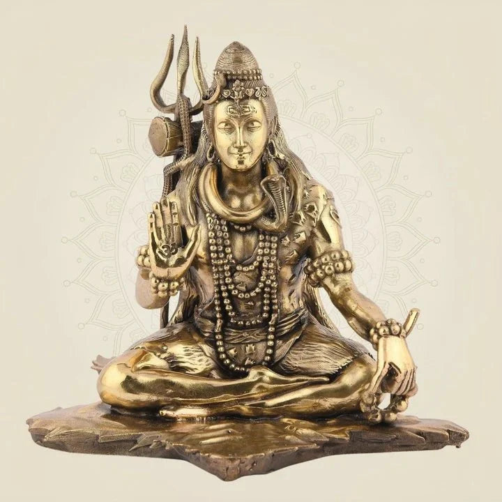 Brass Shiva Statue in Dhyanam Mudra - Luxeartisanship