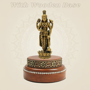Bronze Vishnu Idol Placed on a Square Wooden Platform