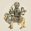 Maa Durga Brass Idol 6" Seated on Lion with Jewellery Stone Accents - Luxeartisanship