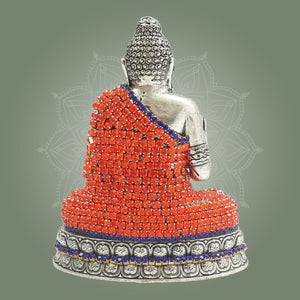 Meditation Brass Buddha Idol Accented with Radiant Stone 4" - Luxeartisanship