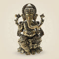 Ornate Brass Ganesha Idol 4"– Seated Ganpati Statue with Detailed Lotus Base - Luxeartisanship