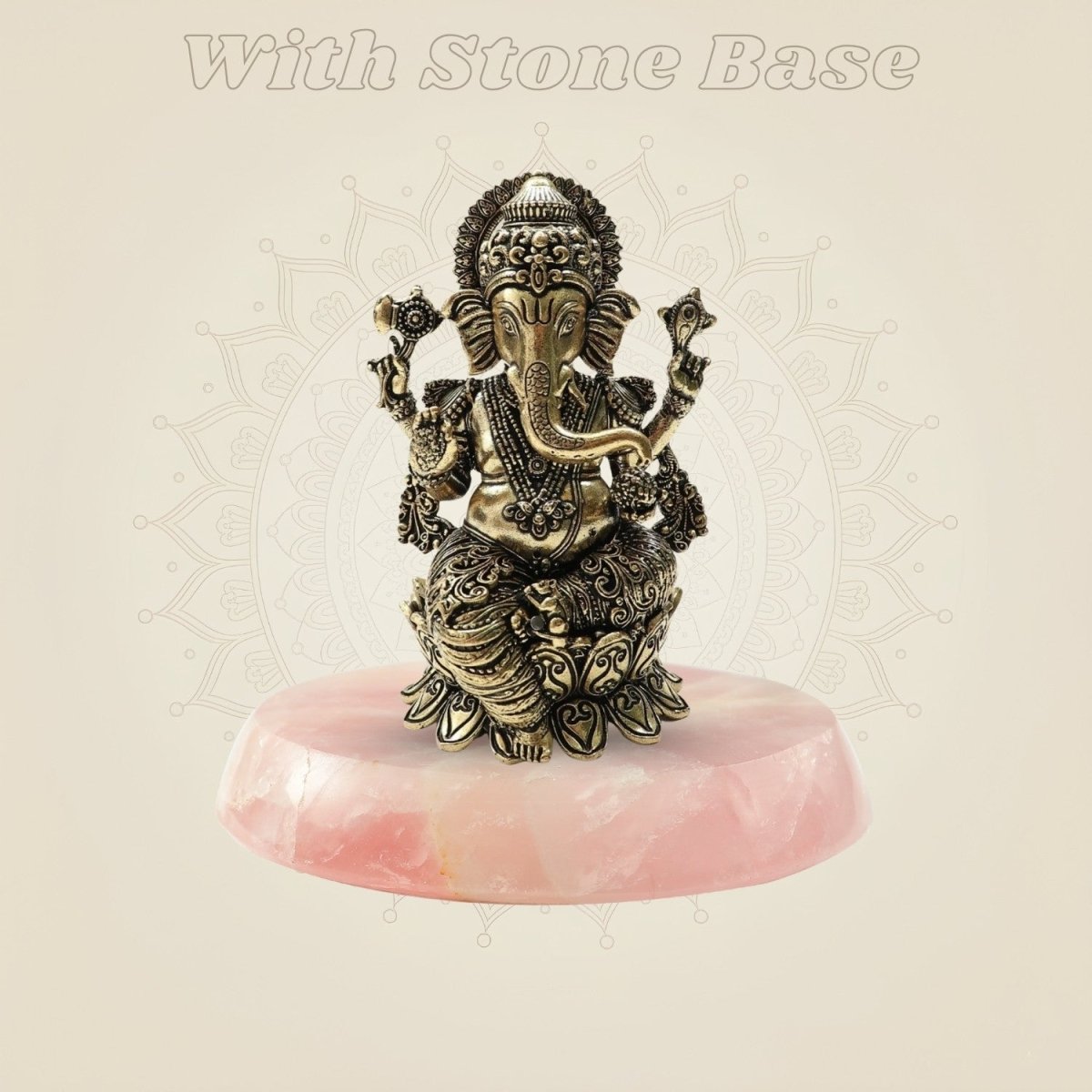 Ornate Brass Ganesha Idol 4"– Seated Ganpati Statue with Detailed Lotus Base - Luxeartisanship