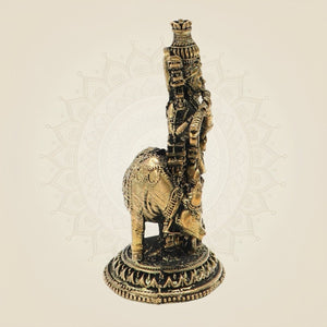 Bronze Krishna Idol Playing Flute with Cow