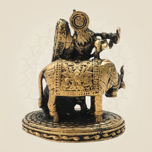 Panchaloha Radha Krishna with Cow Bronze Idol - Luxeartisanship