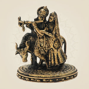 Panchaloha Radha Krishna with Cow Bronze Idol