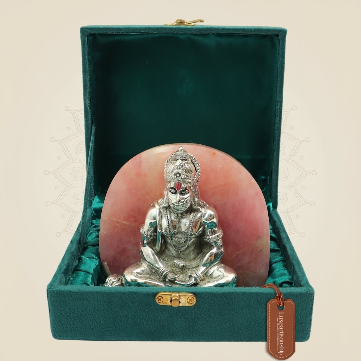 Premium 999 Silver Plated Hanuman ji Idol with Stone Base for Home Temple & Gifting - Luxeartisanship
