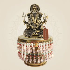 Premium Brass Dagduseth Ganesha Idol on Chowki – Divine Form 9" - Luxeartisanship