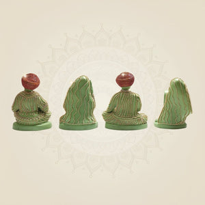 Rajasthani Musician Brass set of 4 Showpiece with Jewellery Stone Work Decor - Luxeartisanship