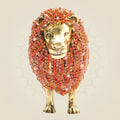 Regal Brass Lion Figurine with Rhinestone Work