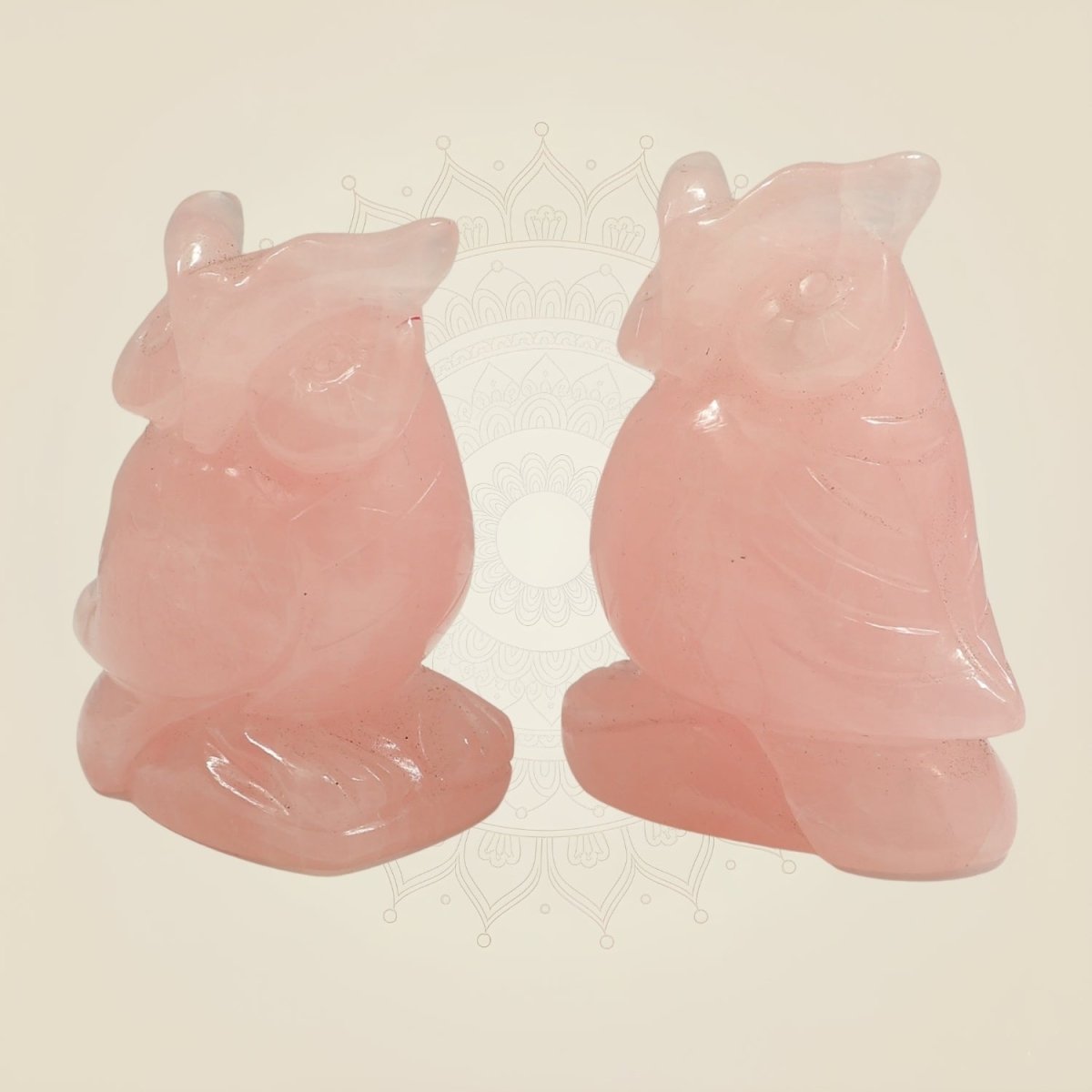 Rose Quartz Owl Showpiece Vastu Pair of 2 for Home & Office Decor - Luxeartisanship