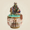 Sai Baba Brass Murti on Chowki 8" in Sitting Pose with Stone Work - Luxeartisanship