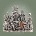 Shiva Parivar Brass Idol – 4.5" Silver Finish Handcrafted Statue Symbolizing Divine Unity