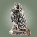 Silver Finish Radha Krishna Idol – 5" Pure Brass Statue for Blessings