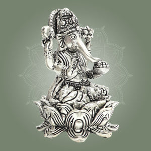 Silver Plated Lord Ganesha Brass Idol - Luxeartisanship