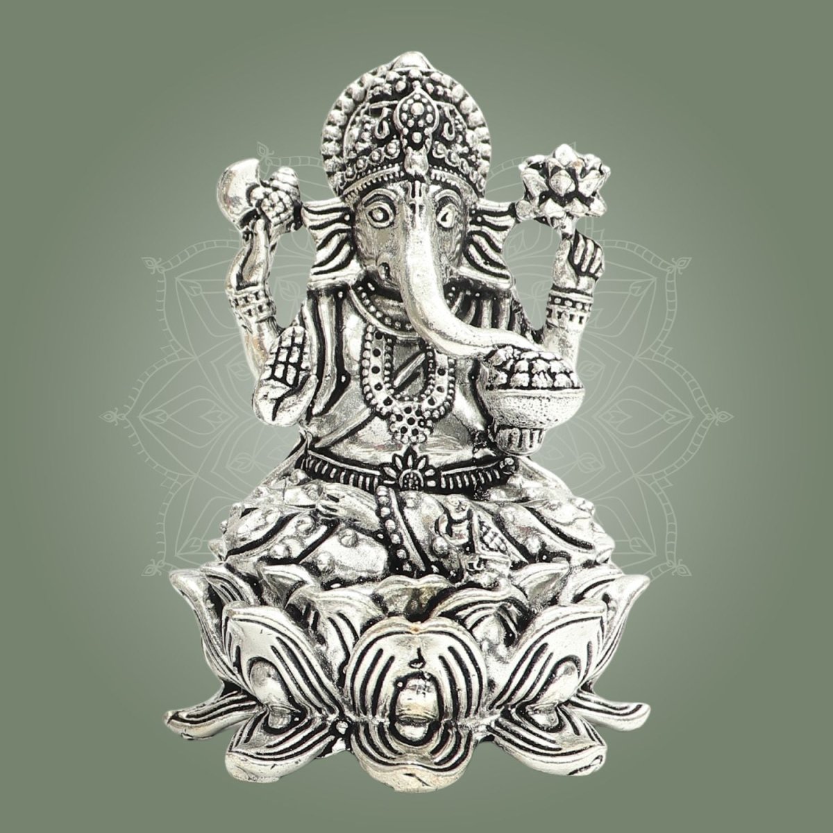 Silver Plated Lord Ganesha Brass Murti - Luxeartisanship