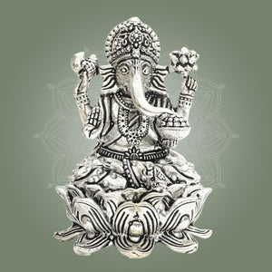Silver Plated Lord Ganesha Brass Murti - Luxeartisanship