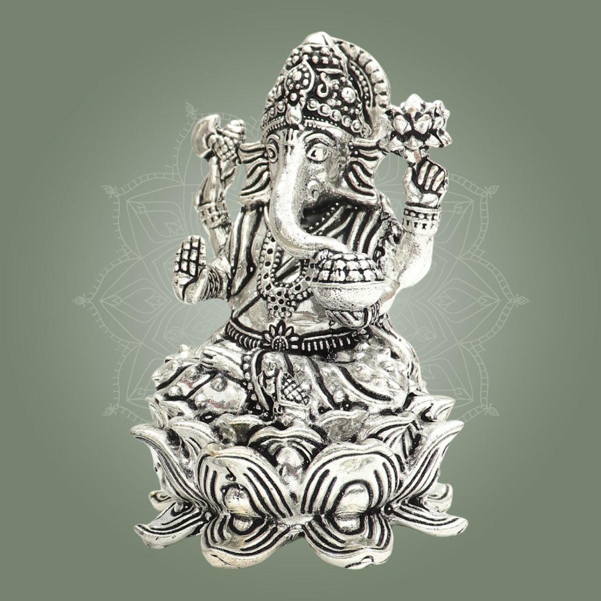 Silver Plated Lord Ganesha Brass Statue - Luxeartisanship