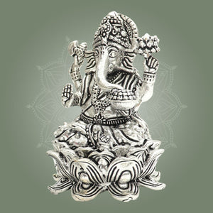 Silver Plated Lord Ganesha Brass Statue - Luxeartisanship