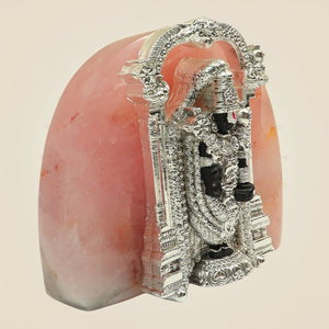 Silver Plated Tirupati Balaji Idol on Stone Base – Lord Venkateswara Murti for Decor & Gifting - Luxeartisanship