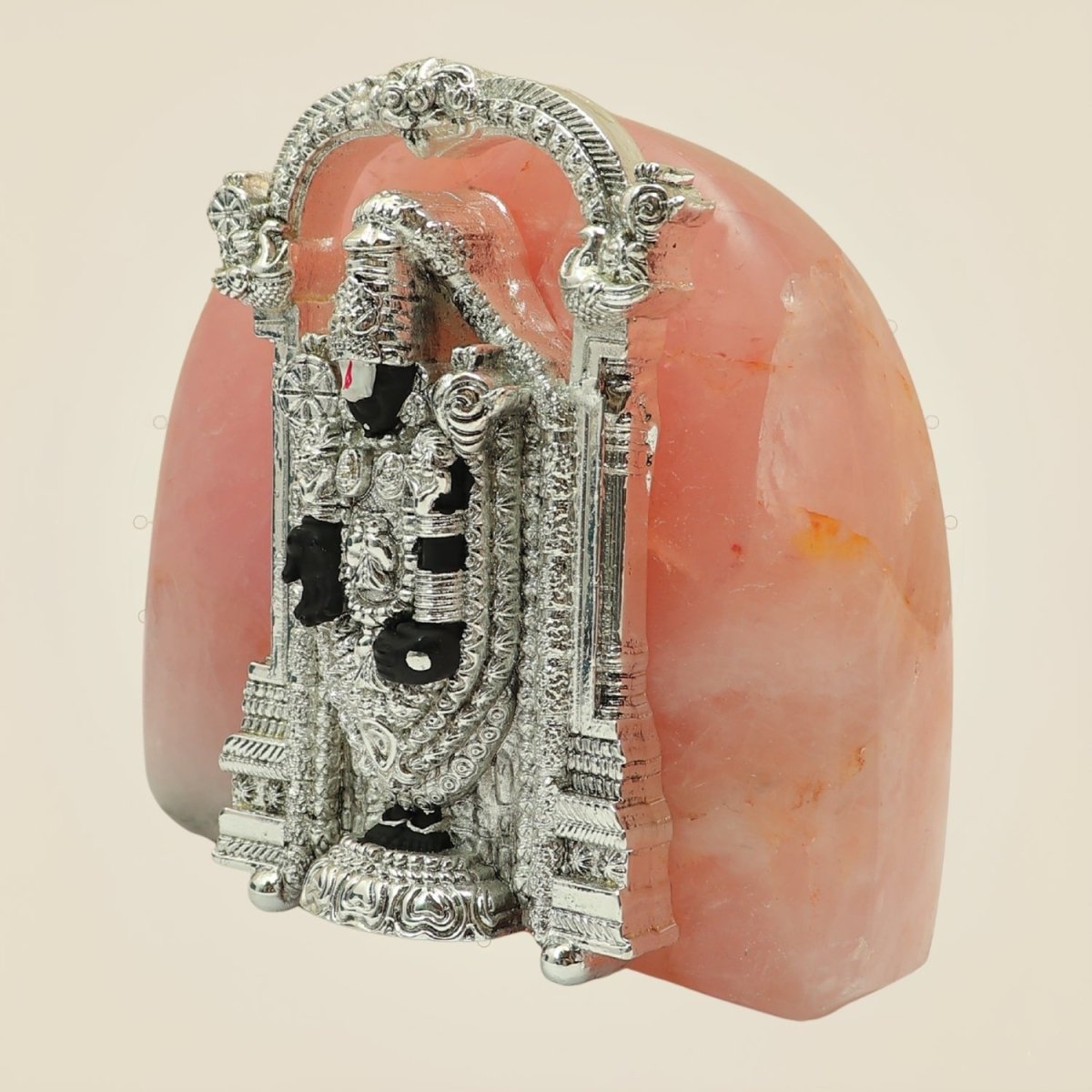 Silver Plated Tirupati Balaji Idol on Stone Base – Lord Venkateswara Murti for Decor & Gifting - Luxeartisanship