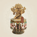 Small Size 5.25" Brass Panchmukhi Hanuman Statue on Decorative Chowki - Luxeartisanship