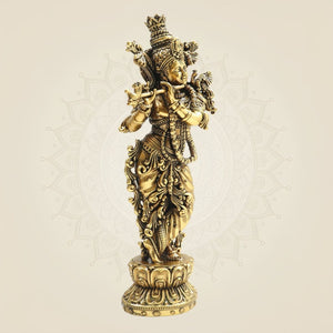South Indian Brass Krishna Idol - Luxeartisanship