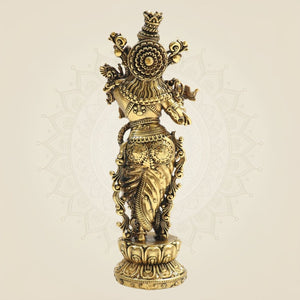 South Indian Krishna Brass Murti - Luxeartisanship