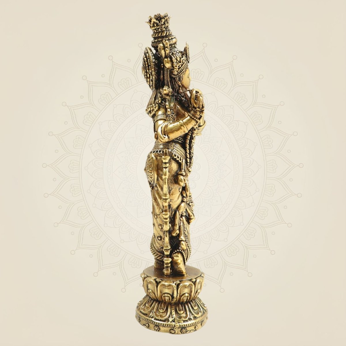 South Indian Krishna Brass Idol - Luxeartisanship